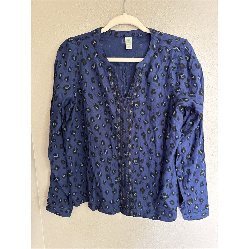 Aventura Blue Black print Tunic, size XS oversized